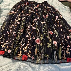 Boutique style embroidered skirt, absolutely stunning. Black & multi flowers